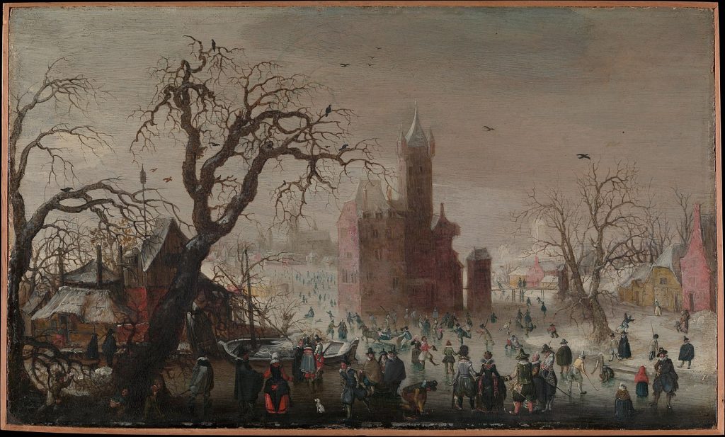 A Winter Landscape with Ice Skaters and an Imaginary Castle 