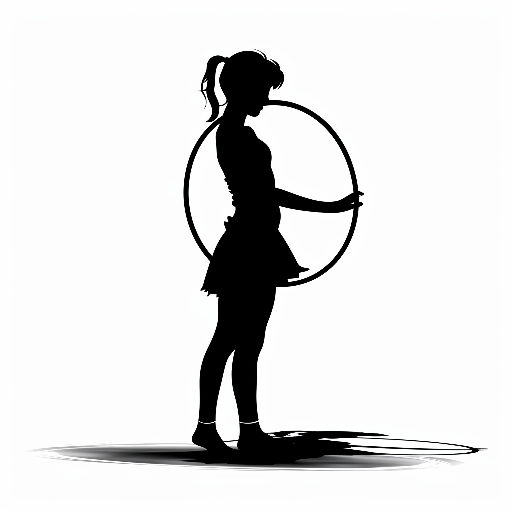 girl with a hula hoop around her waist silhoutte