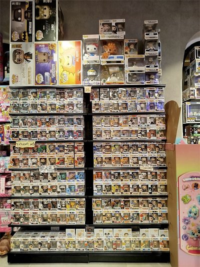 Funko pops in a Jerusalem toy shop