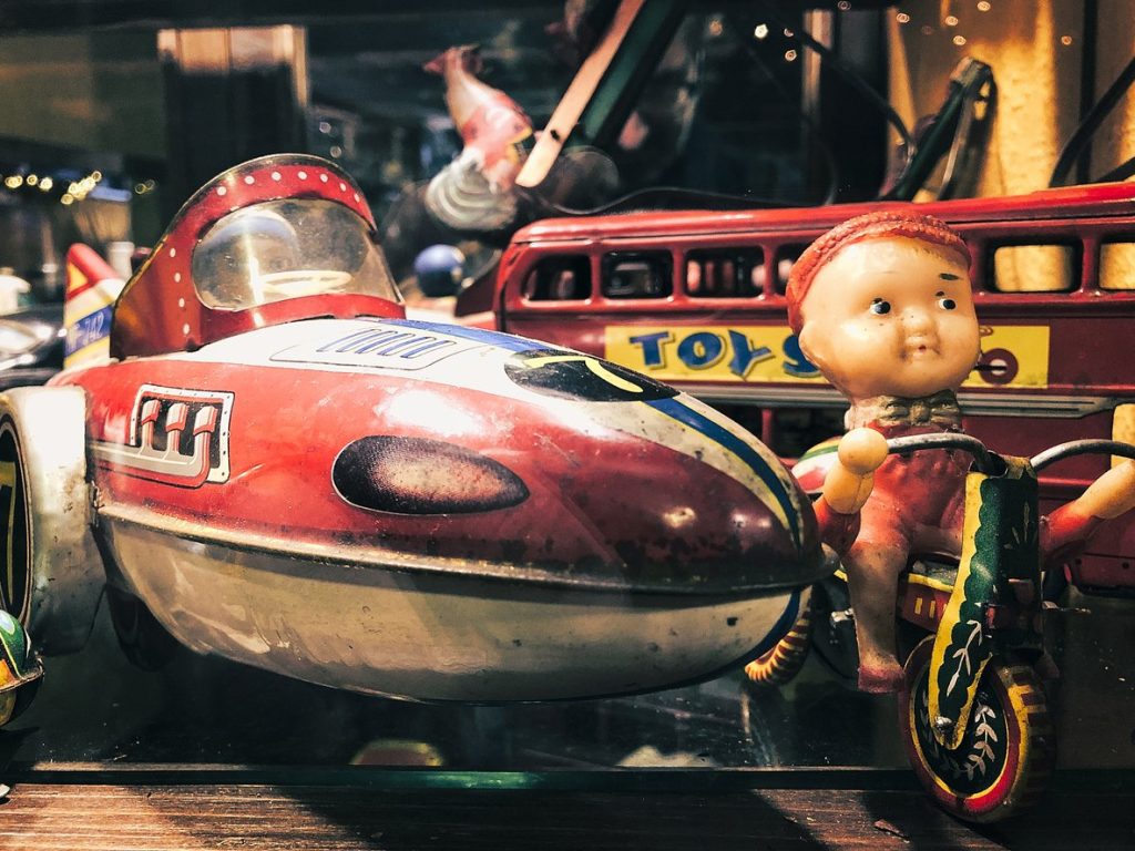 a bunch of vintage toys