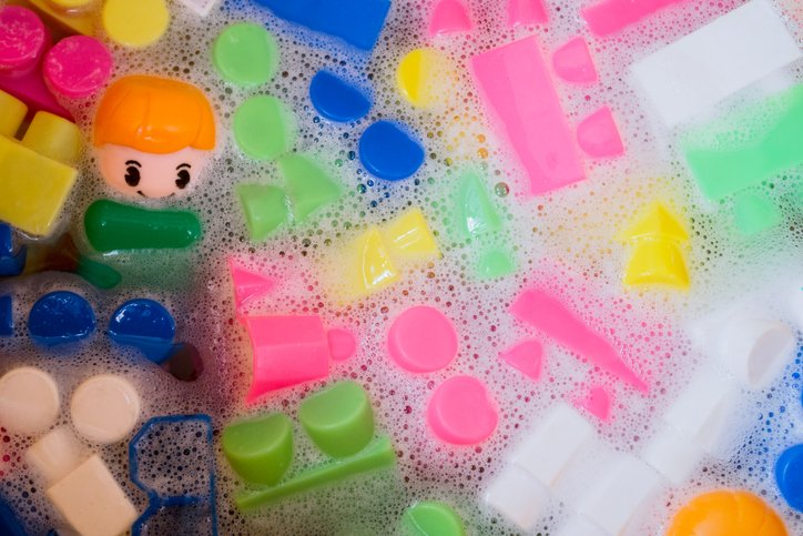 Washing of children toys